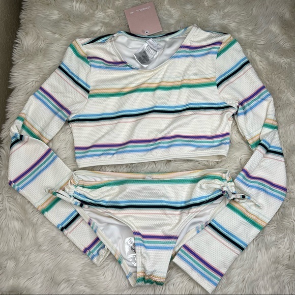 O'Neill Swim New Oneill Girls Lowtide Long Sleeve Crop Top Swim Set